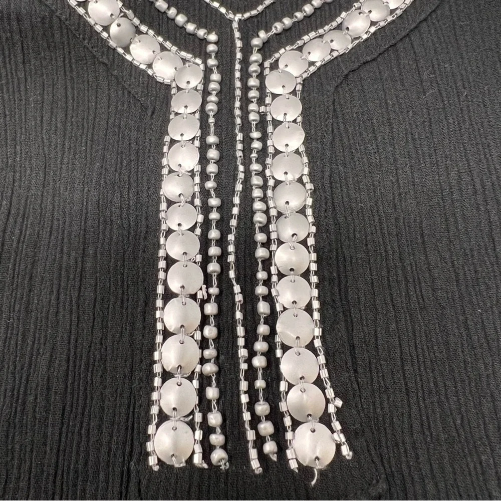 Swimsuits For All Swim Cover Up Size 2X 18 20 Black Silver Jeweled V Neck Sheer - Picture 9 of 12